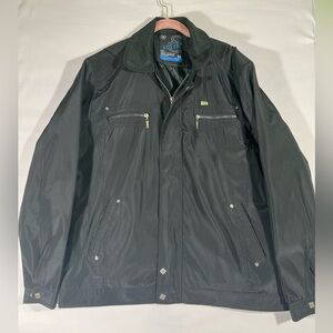 EDITH C035 MENS FASHION JACKET WITH ZIPPERS SILVER HARDWARE SZ 2X BLACK PREOWNED